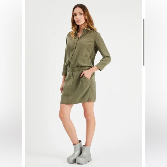 Etienne Marcel Denim EM7103 Tunic Dress in Military Green L NWOT - Picture 3 of 15